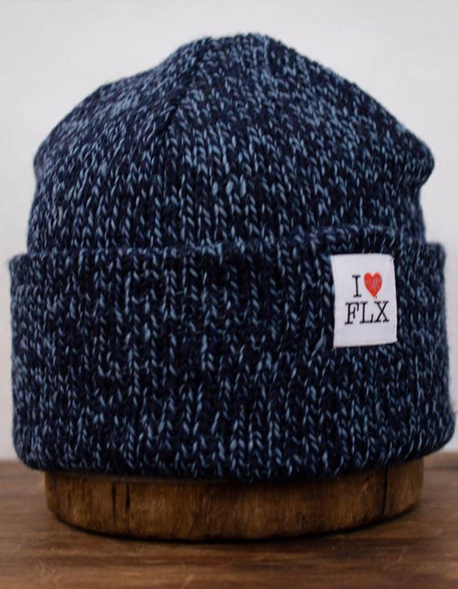 I Heart FLX - Denim Winter Hat, 100% American Rag Wool